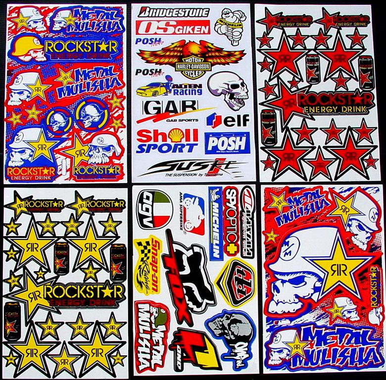 6 sheets stickers dirt bike scooter motocross energy drink bmx rockstar mx k\e