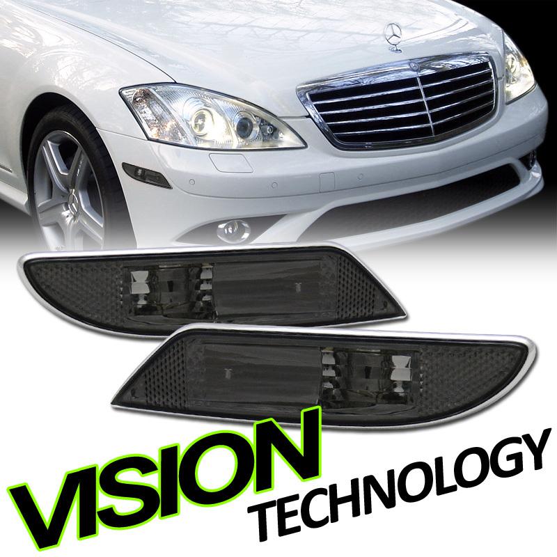 07-09 benz w221 s-550/600 smoke tint lens front bumper lamps side marker lights