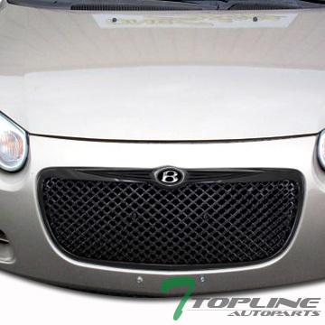 Blk luxury mesh front hood bumper grill grille abs w/b emblem 2004-2006 sebring