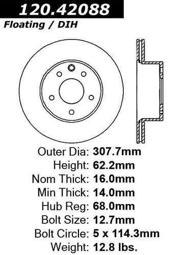 Centric 120.42088 rear brake rotor/disc-premium rotor-preferred