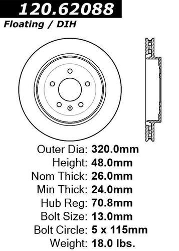 Centric 120.62088 rear brake rotor/disc-premium rotor