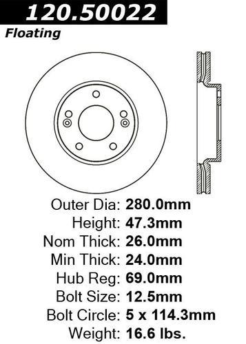 Centric 120.50022 front brake rotor/disc-premium rotor-preferred