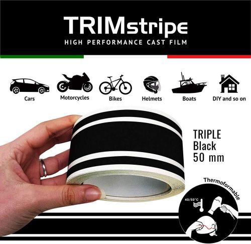 4r quattroerre.it 10534 trim stripes triple adhesive strips for cars, black, 50