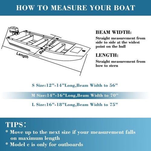 Comcaver jon boat cover heavy duty 800d 100% waterproof marine grade oxford c...