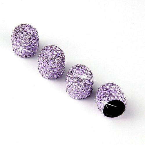 4x universal diamond bling tire air valve stem cap for car truck  wheel purple