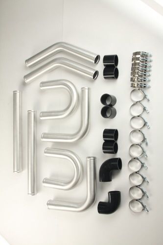 2.5&#034; universal aluminum intercooler pipes kit silicone hose+clamp