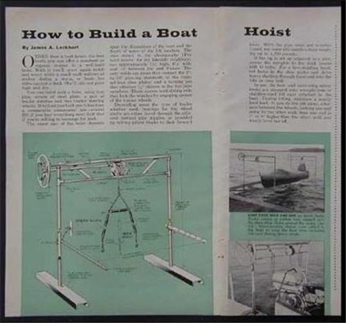 Small boat hoist how- to build plans lifts up to 1200 lb
