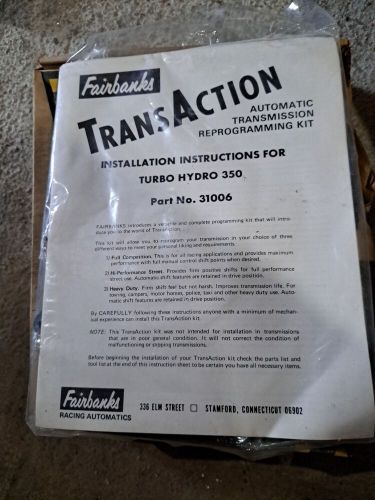 Turbo 350 th350 transmission fairbanks 31006 transaction performance shift kit