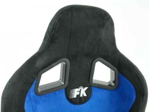 Fk universal suede alcantara deluxe motorsport recline bucket seats blue &amp; black