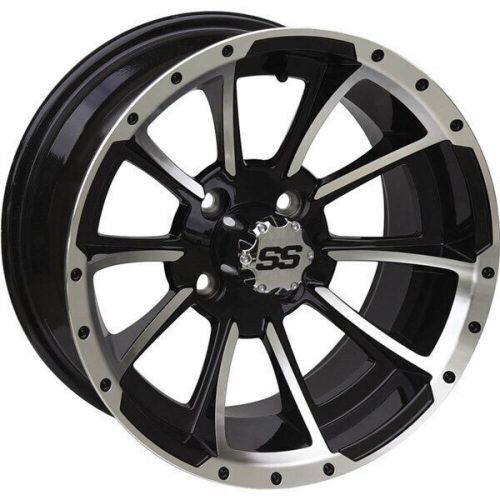 Black w/machined 10x7, 4/4, 3+4 ocelot e123 golf cart wheel - 847-107123-02