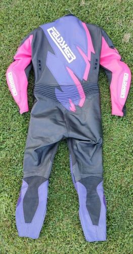 Fieldsheer leather racing suit padded w/ knee pucks motorcycle 1 piece sz 42/52