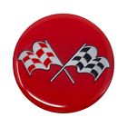 Corvette style red crossed flag wheel hub center cap sticker decal 44mm set