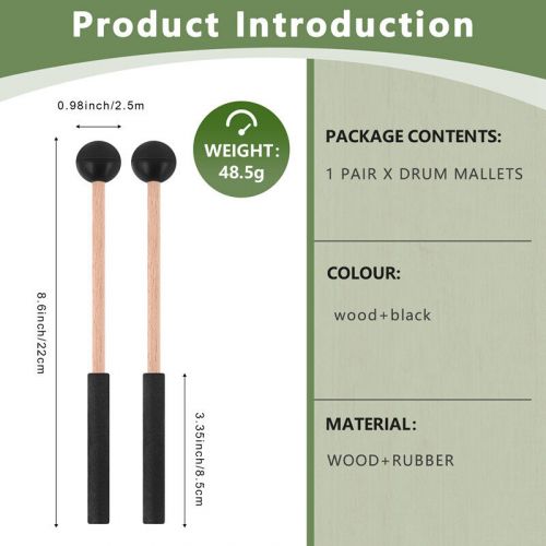 1x(1 pair tongue drum mallets and mallets with soft rubber head for t7225-