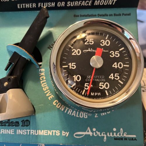 Nos airguide speedometer model 1021 series 10 marine contralog complete inst &amp; b