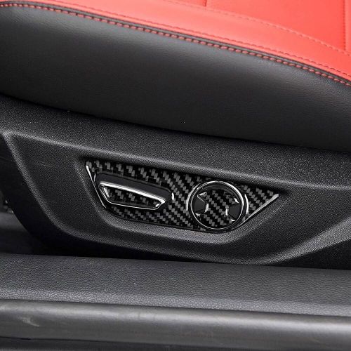 For ford mustang 2015-2020 carbon fiber car seat adjust button frame trim cover