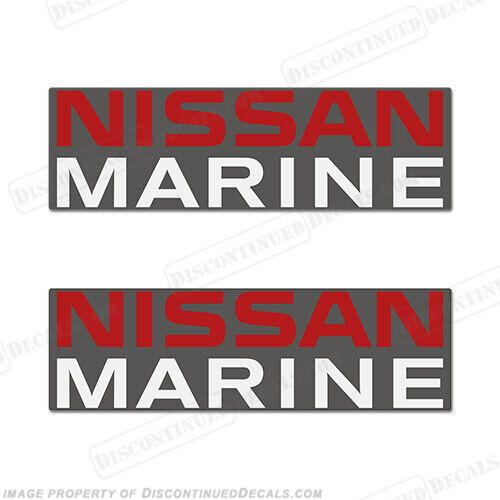 Fits nissan marine outboard motor decals - set of 2 - gray bg - 18.5&#034; long