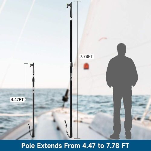 All-in-one telescopic boat hook with eva grip &amp; brush set - 4.47ft to 7.78ft