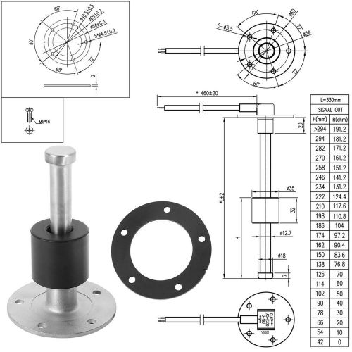 350mm universal automobile fuel level sender water level gauge sensor 240-33ohms