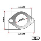 Universal 2.25&#034; inch (57mm) 2 bolt hole reinforced exhaust gasket flange seal