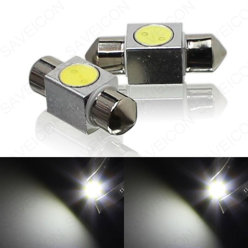 2 x 31mm 3021 de3022 dome 1 smd led 1w festoon interior light bulb 12 24v white