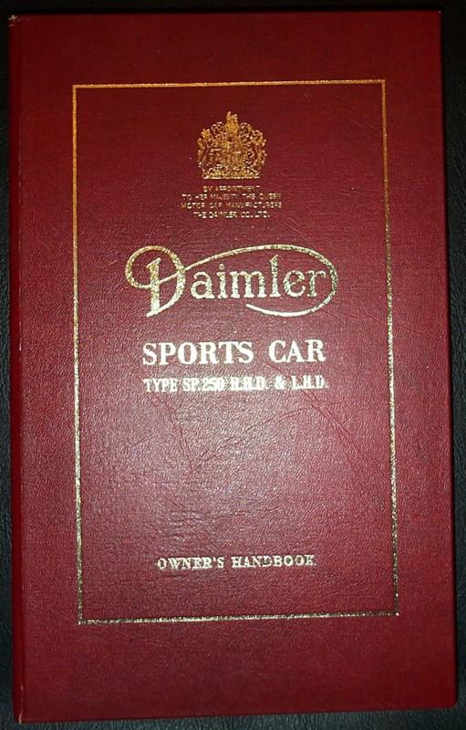 Original handbook for the daimler 2-1/2 litre v.8 sports car 1959 1st ed. book