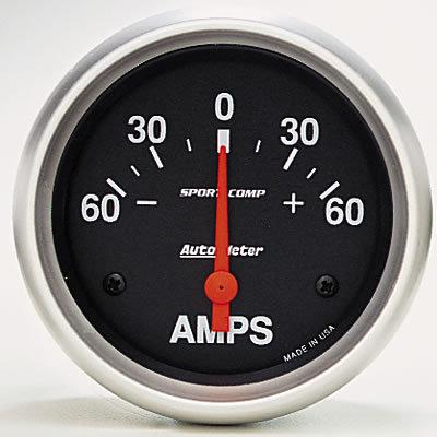 Autometer sport-comp electrical ammeter gauge 2 5/8" dia black face 3586