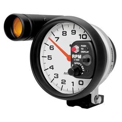 Autometer phantom monster shift-lite tachometer 0-10,000 5" dia white face 5899