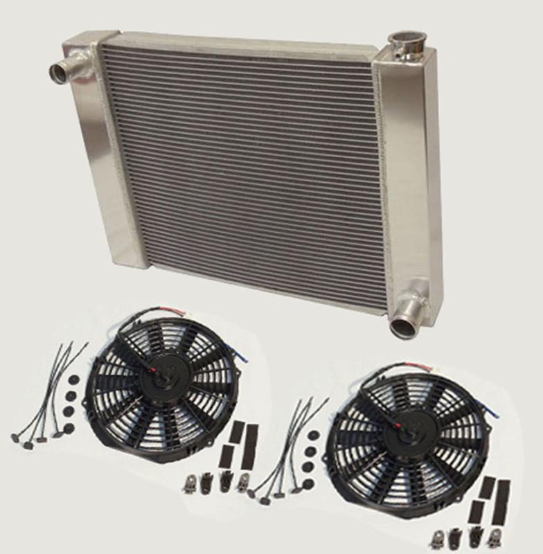 2 row sbc bbc chevy gm alum. radiator 31" x 19" x3'' overall 2 12" electric fans