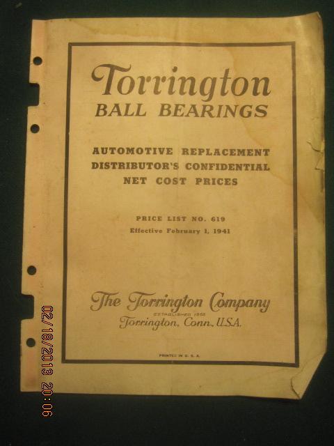 1941 torrington ball bearings automotive part numbers interchangeability