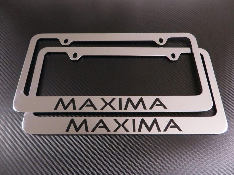 (2pcs) nissan maxima chrome metal license plate frame - front & rear