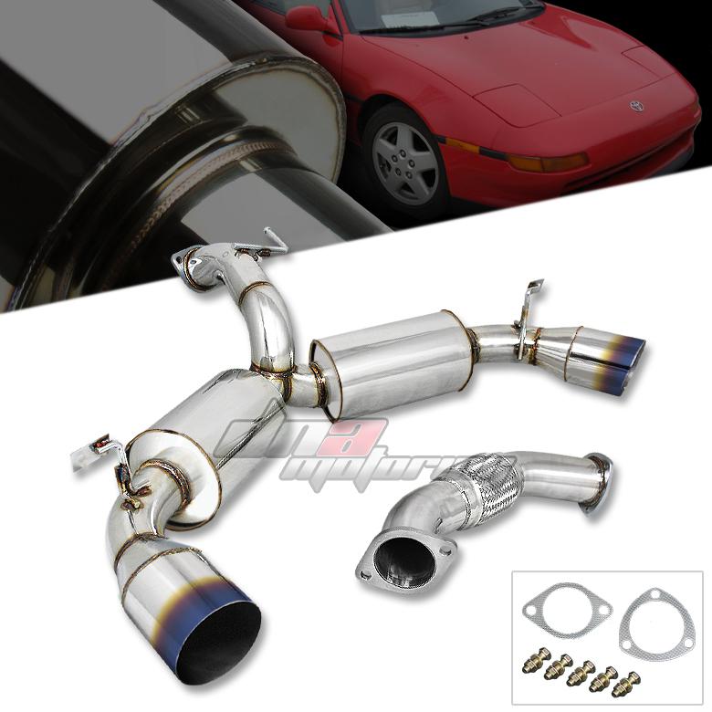 91-95 mr2 turbo sw20 dual 4.5"burnt tip catback exhaust system cat back muffler