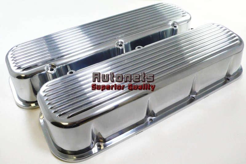 Polished aluminum nostalgic fin big block chevy 396 427 454 502 valve cover tall