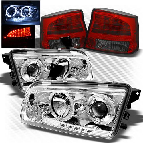 09-10 charger projector headlights + red smoked philips-led perform tail lights