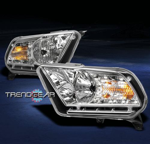 10 11 12 ford mustang base/gt drl led crystal headlight lamp left+right pair set