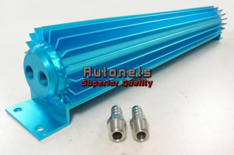 24" dual pass aluminum anodized blue finned transmission oil cooler universal