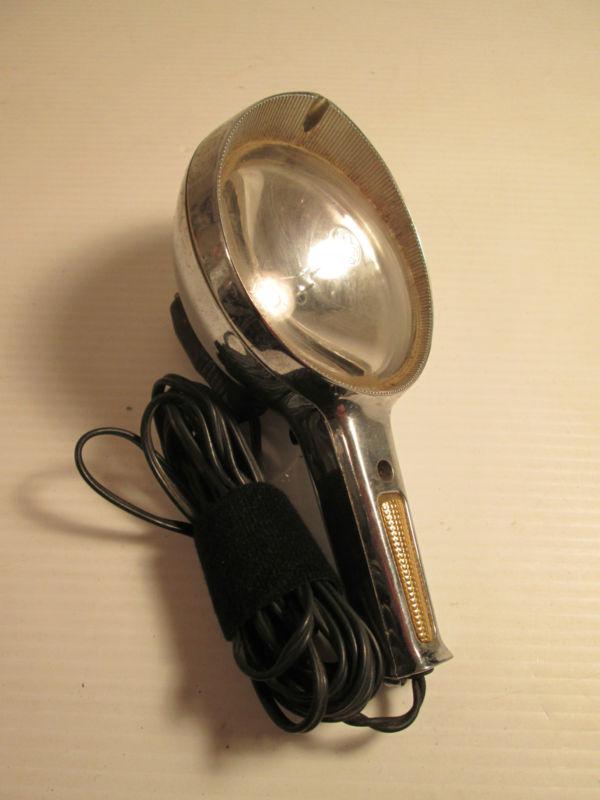 Vintage ge hand held chrome spot search light car adapter tested and working 