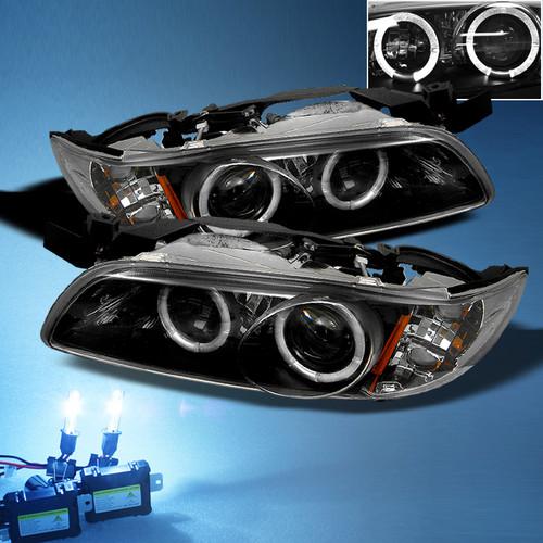 8000k slim xenon hid+black 97-03 pontiac grand prix halo projector headlights