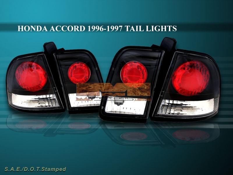 96-97 honda accord tail lights jdm black 4 pieces dx/ex/lx/se 2&4 door new