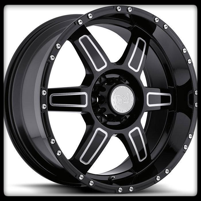 18" x 9" borrego off road black rhino gloss black milled xterra jeep wheels rims