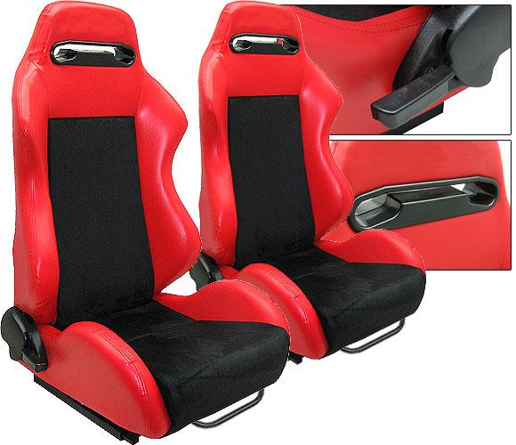 New 2 red & black racing seats reclinable w/ slider all subaru 