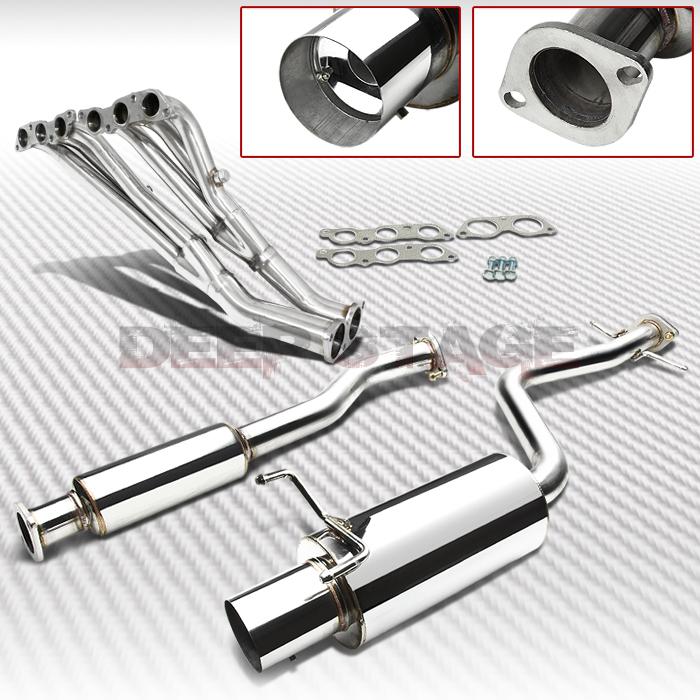 Stainless cat back exhaust 4"tip muffler+header 01-05 lexus is300 altezza 2jz-ge