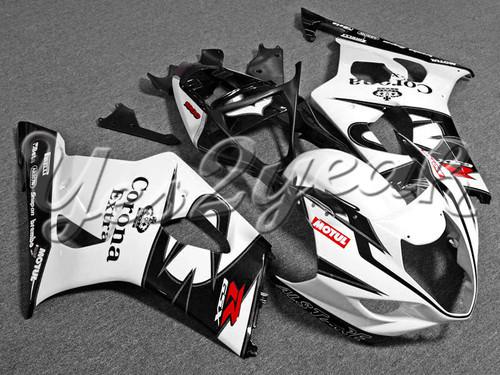 Injection molded fit gsxr1000 gsx-r1000 03-04 k3 corona blk white fairing zz189