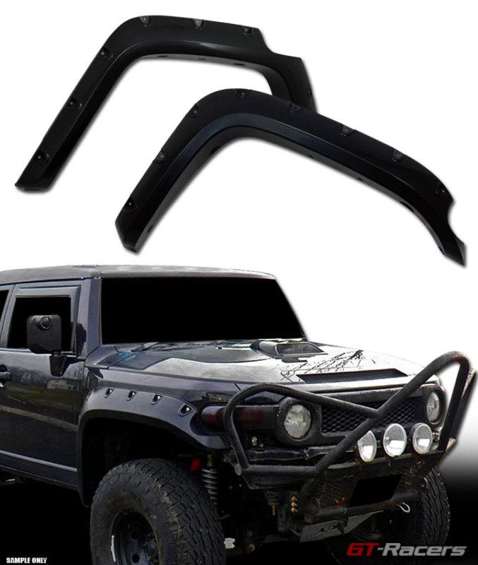 Blk pocket style front+rear fender flare kit wheel cover 07-13 toyota fj cruiser