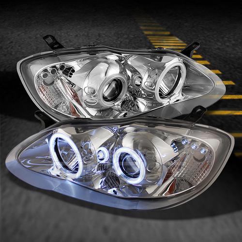 03-08 toyota corolla chrome clear dual ccfl halo projector led headlights lamps