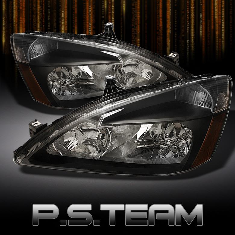 Jdm black 03-07 honda accord 2/4dr crystal headlights lamps lights left+right