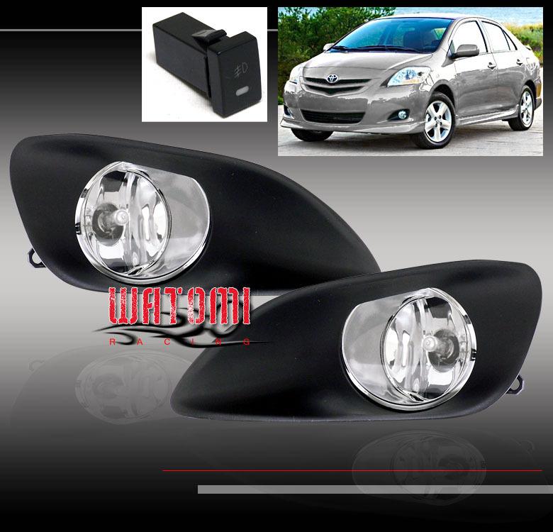 06-11 toyota yaris sedan 4dr jdm bumper driving fog lights w/bulb+harness+switch