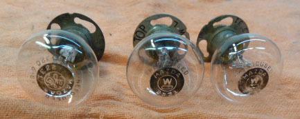 3 vintage 6 volt dual filament light bulbs, 1920's, 1930's, ford, chevy