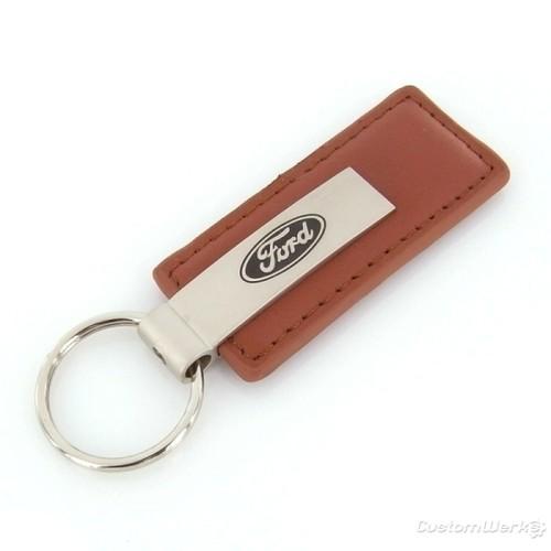 Ford brown leather keychain