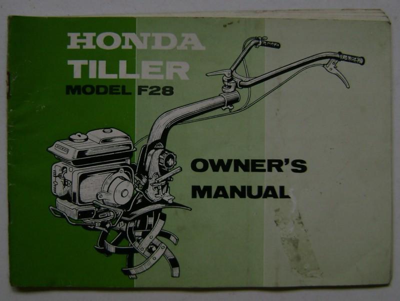 Vintage honda model f28 tiller original owner's manual