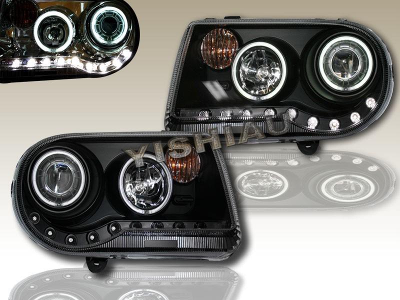 2005-2010 chrysler 300c / srt-8 twin ccfl halo led projector headlights black